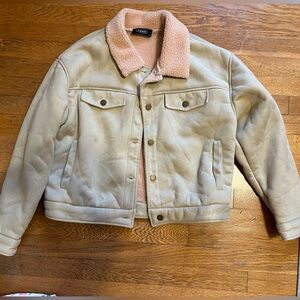 Cider Women's Cream Sherpa Lined Jacket Size S Casual Mid-Length
